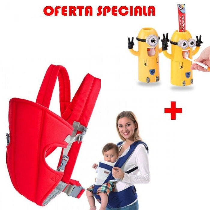 Port bebe (marsupiu) pentru bebelusi + Cadou: Dozator MINIONS PASTA DE DINTI + SUPORT PERIUTA MINION