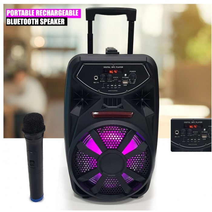 Boxa portabila USB și TF, PK-09 (L) 8 Inch tip troler + Microfon CADOU