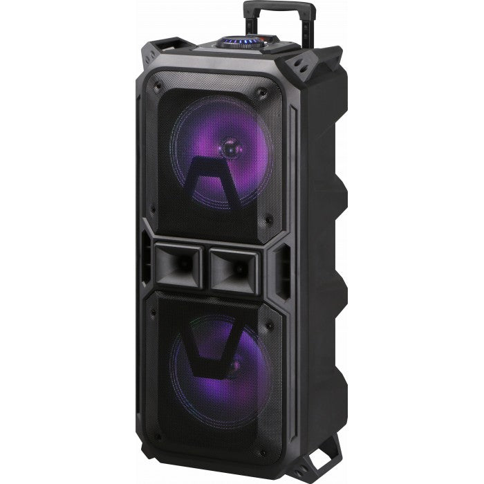 Boxa portabila activa tip troler cu 2 difuzoare reîncărcabil pentru karaoke YLT Dual 8 Inch + Microfon CADOU