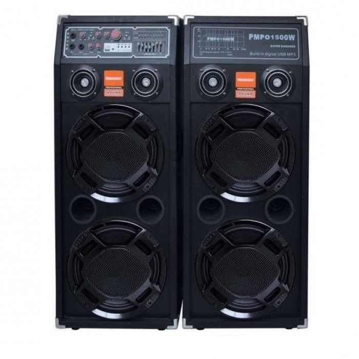 Set 2 x Boxe Cu Statie Active Profesionale Power Sound cu doua difuzoare, Bluetooth / USB / SD Card