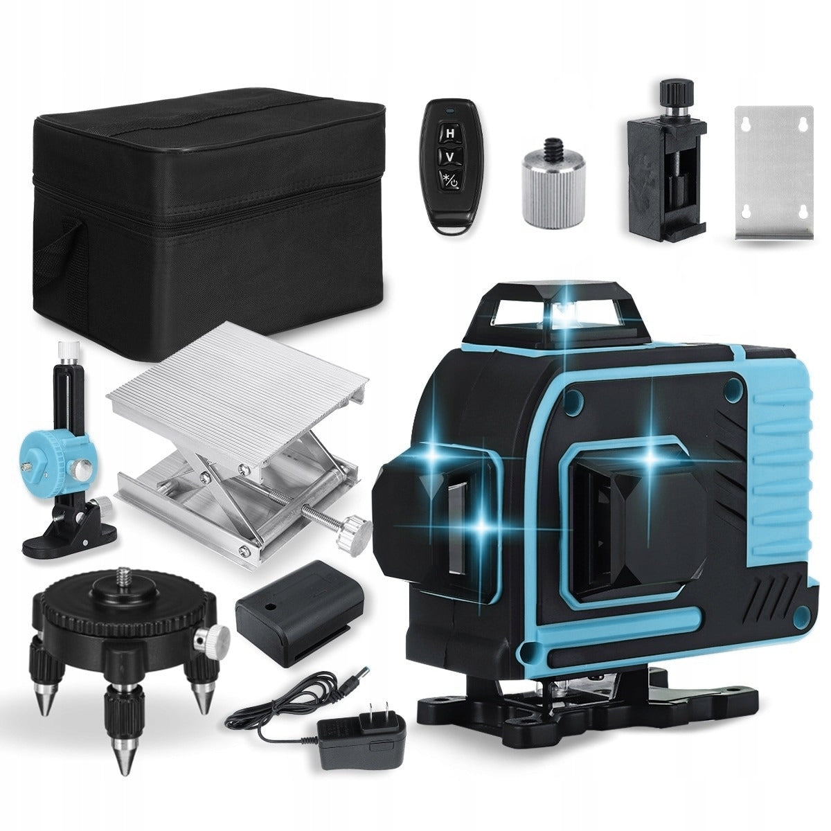 Kit nivela laser, Kraftroyal, Autonivelare, Telecomanda, Linii verzi, 4 x 360°