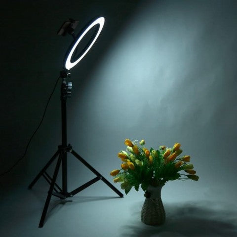Lampa circulara cu suport selfie, pentru foto, make-up, cosmetica