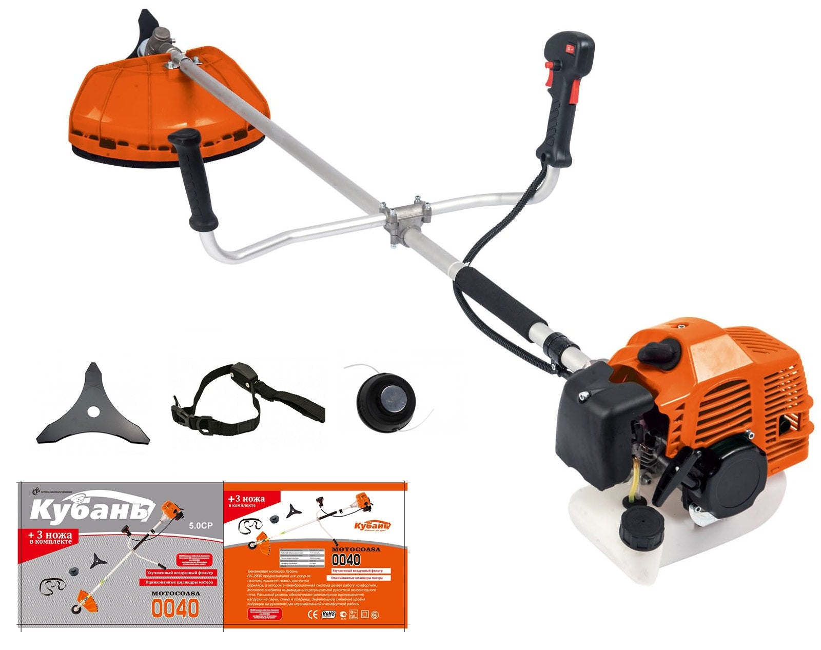 Motocoasa Kubani DDT-0040 , 5 CP, 51,7 CC, 2 timpi, 6000 RPM, 150 cm lungime arbore,3 accesorii incluse