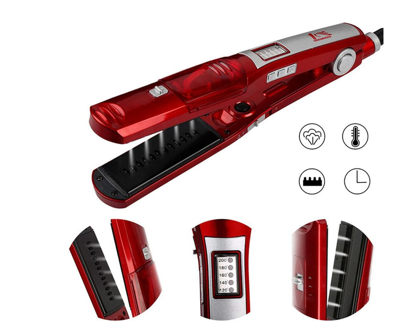 SUPER OFERTA !!! Placa de indreptat parul First Hair FT-8100 cu vapori si reglare temperatura, afisare LED CADOU !!! Set 32 Bigudiuri Spiralate Pentru Ondulat Parul