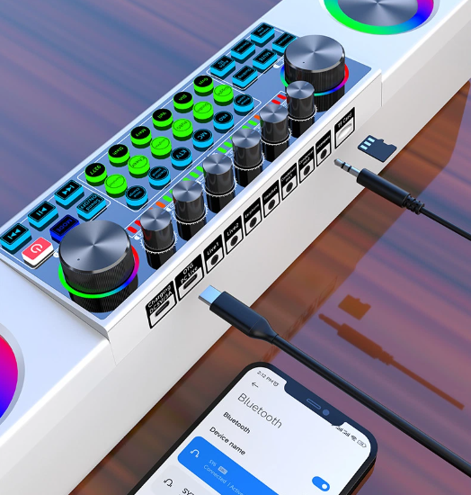 Placa de sunet, mixer multifunctional, bluetooth, microfoane, boxa
