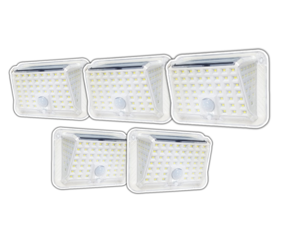 Set 5 Lampi de Perete solare, Jortan, 90 Led, cu Senzor de Miscare