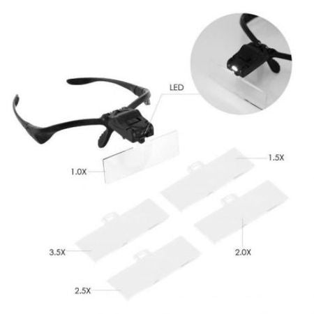 Ochelari cu magnificare, LED si 5 lentile diverse marimi