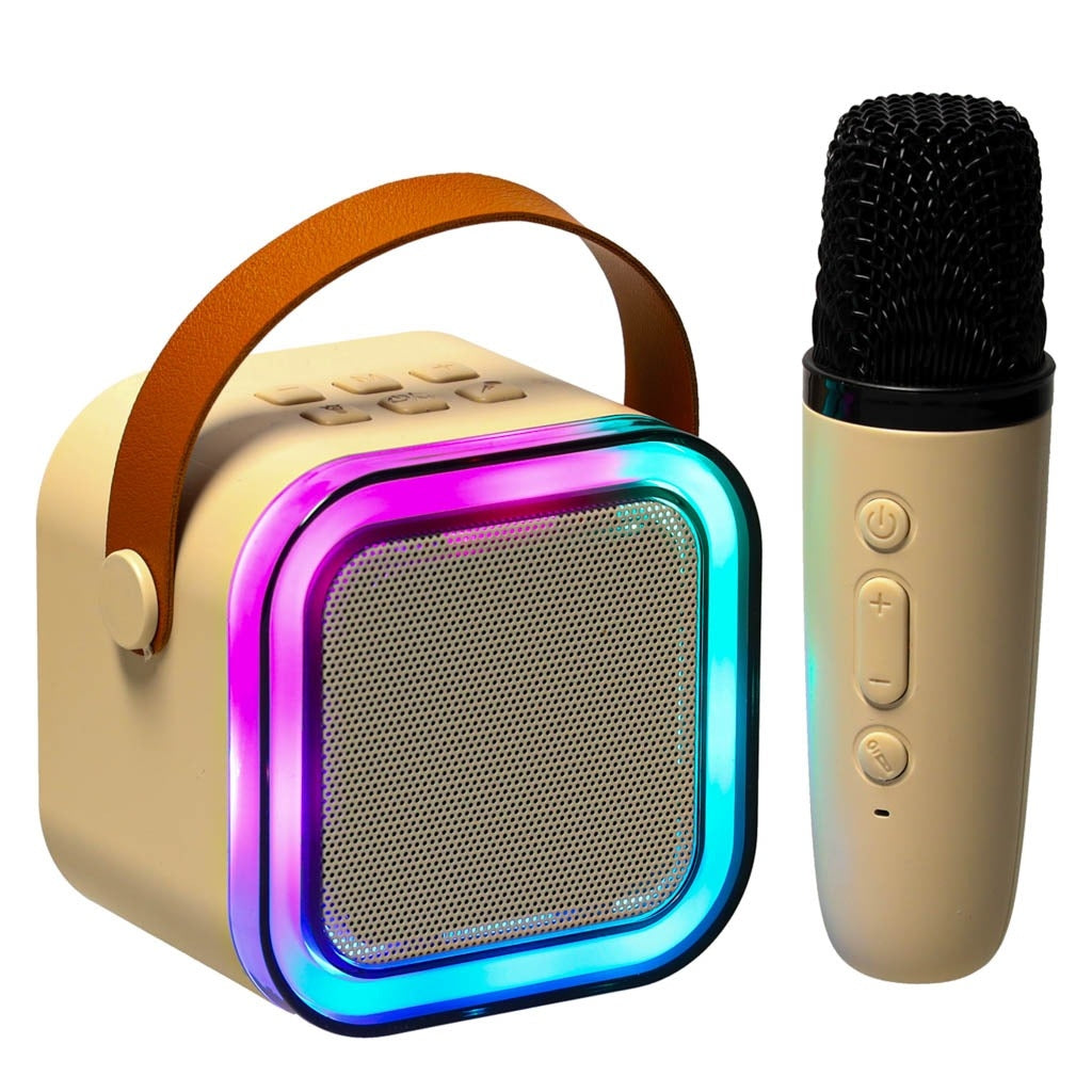 Set karaoke copii si adulti cu difuzor si microfon, wireless, portabil pentru petrecere, raza de actiune pana la 10 m, efecte de voce, player MP3, microSD card, bluetooth