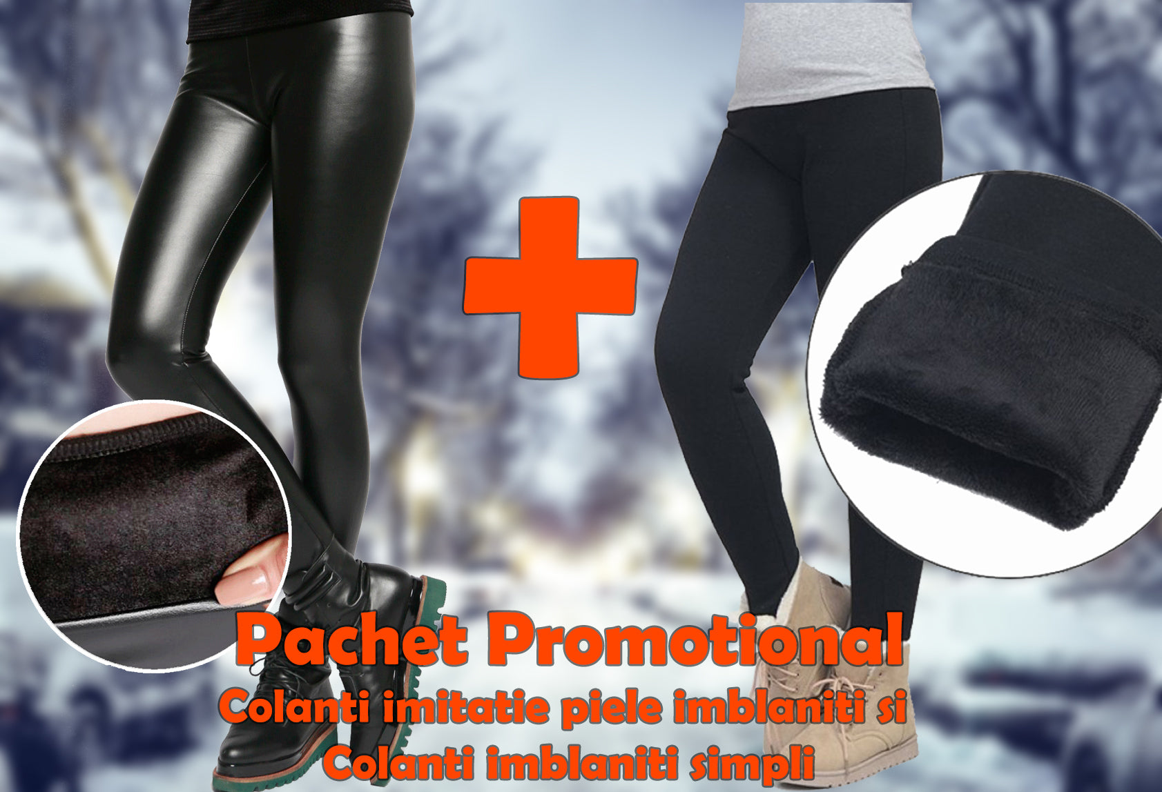 Pachet promotional Colanti imitatie piele imblaniti si Colanti imblaniti simpli STOC LIMITAT