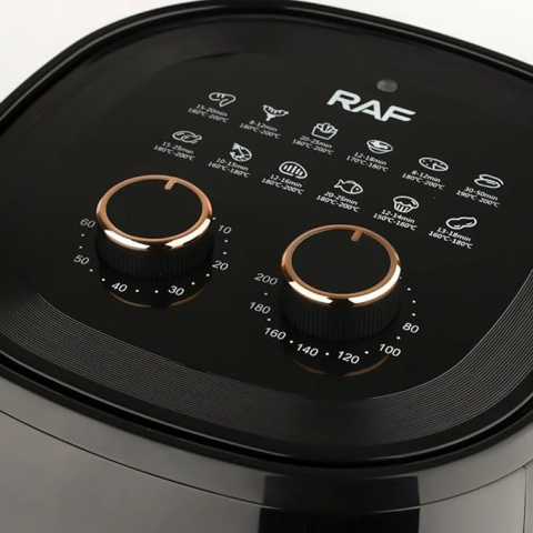 Friteuza cu aer inoxidabil fara ulei Ecran din sticla transparenta neagra, 1500 W, 6 litri RAF-5324