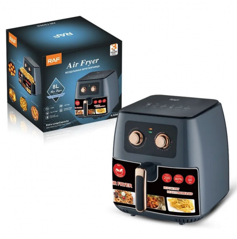 Friteuză Aer Raf-5294 cu Coș Detașabil 8lt Negru 1700w + CADOU CARTE DE RETETE