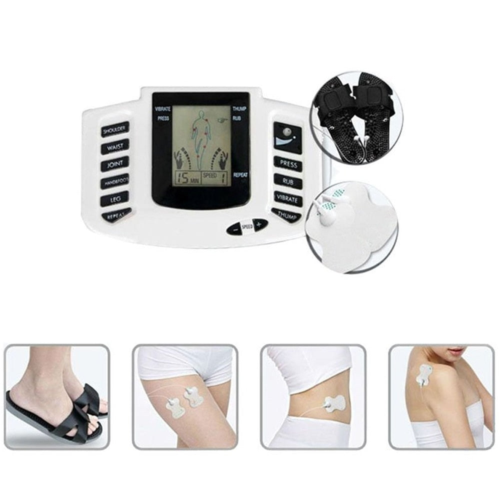 Aparat de electrostimulare cu 2 canale, 4 paduri si papuci terapie