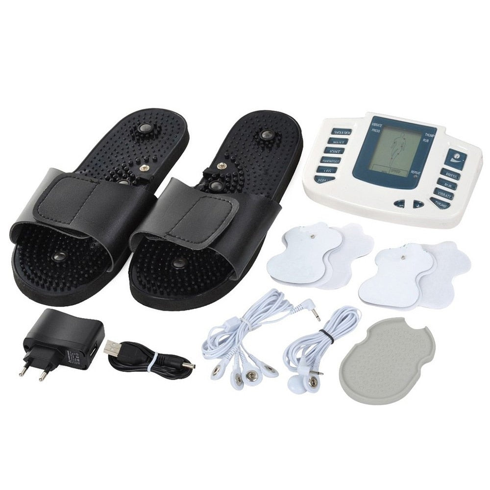 Aparat de electrostimulare cu 2 canale, 4 paduri si papuci terapie
