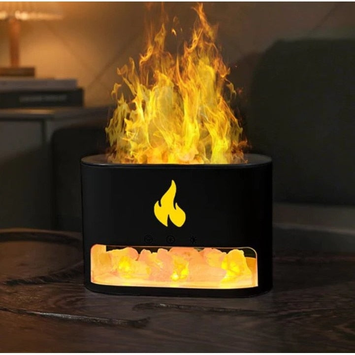 Umidificator, difuzor de aroma cu sare de Himalaya design flacara