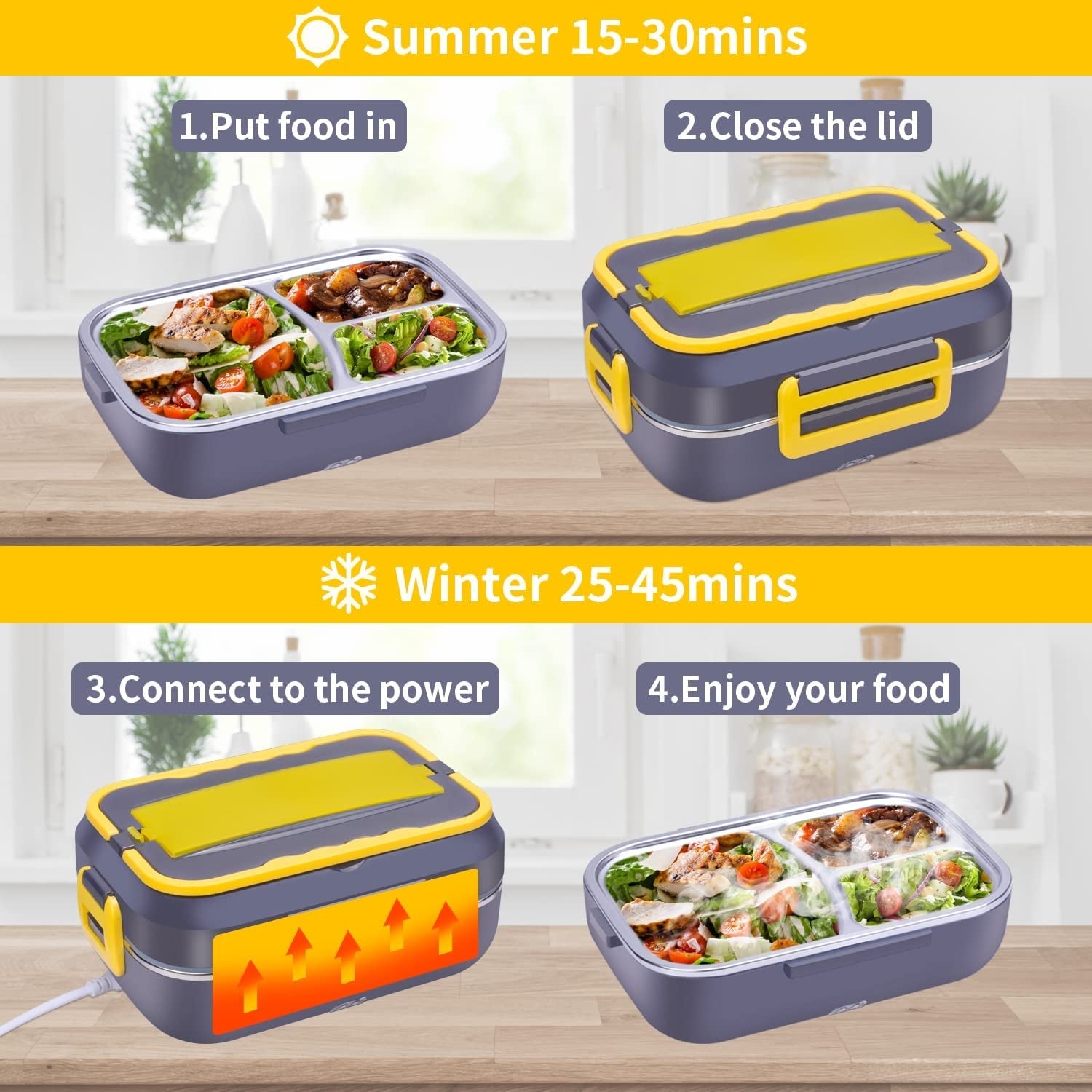 Cutie de pranz electrica, 1.5L, Inox, Functie autogatire, Cu accesorii