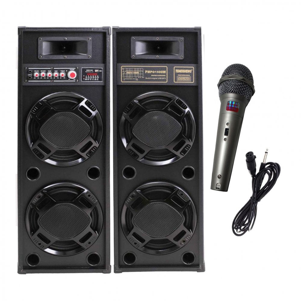 Set Boxe Active, Karaoke , Statie Amplificare, 2 Difuzoare, Bluetooth, USB, SD, Power Sound