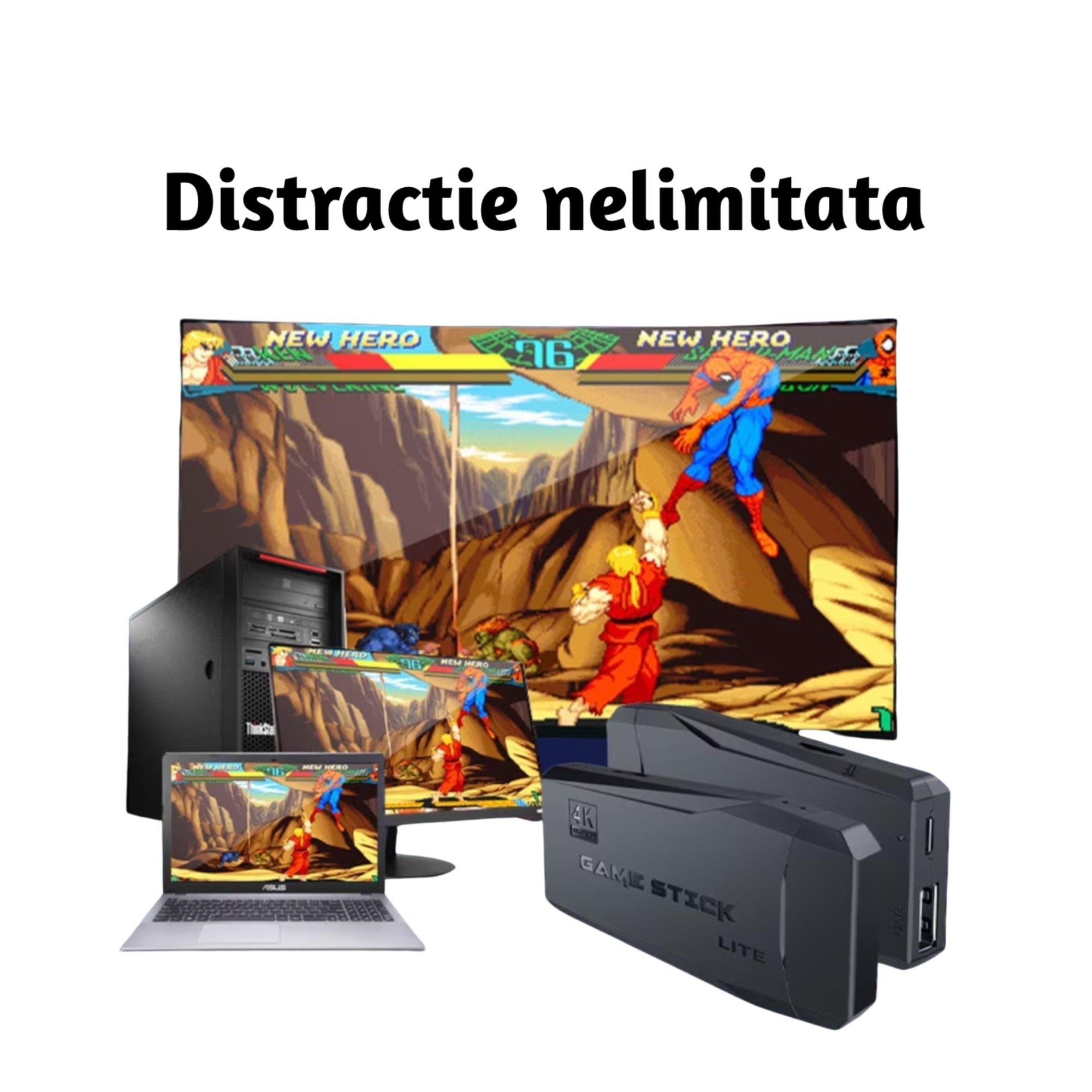 Consola jocuri video retro, ABS, 2.4G wireless, pentru TV, suporta pana la 9 emulatori, HDMI