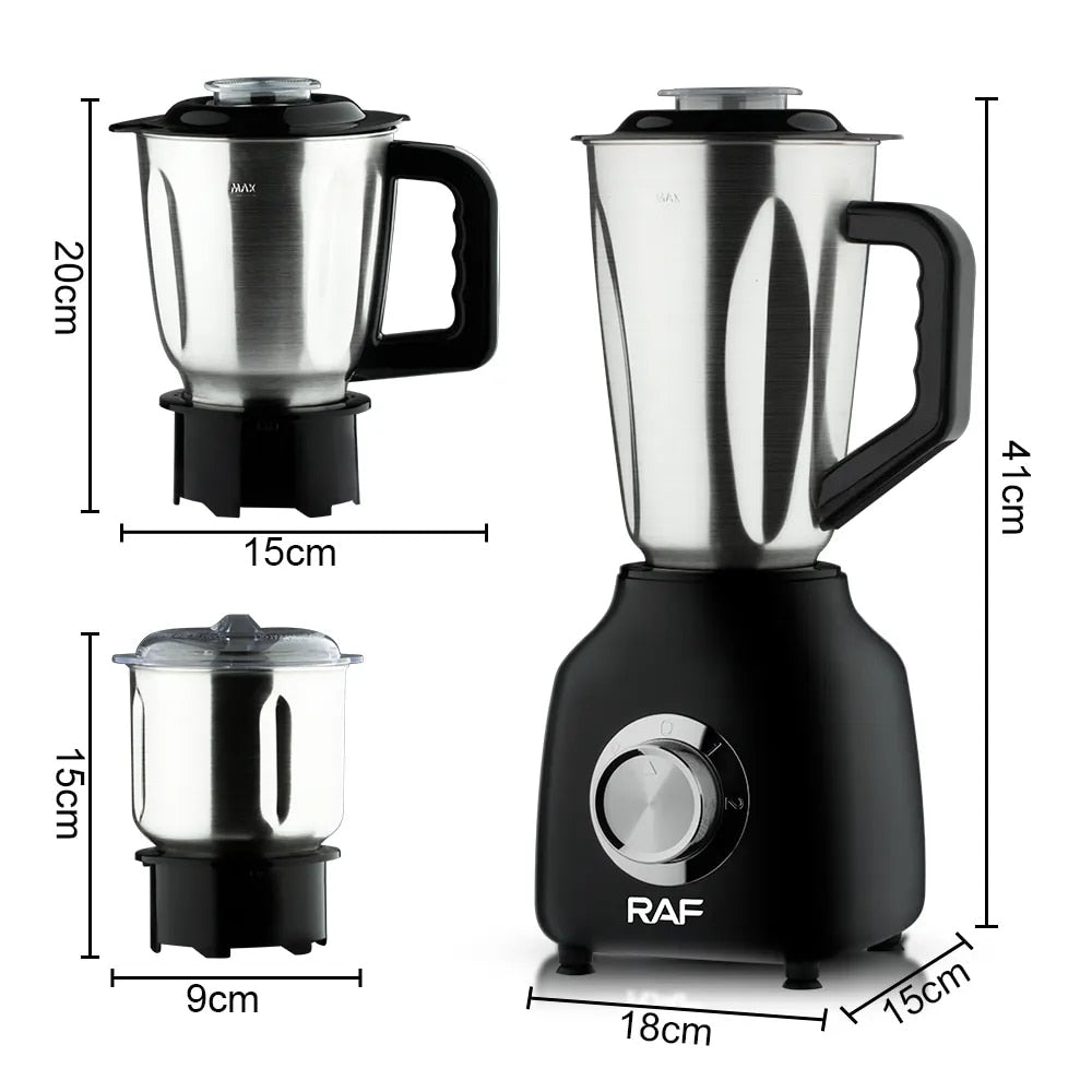 Blender Electric 3 in 1 RAF R.2843, 350W, 6 Lame, Capacitate 1.5L, Functie de Macinare