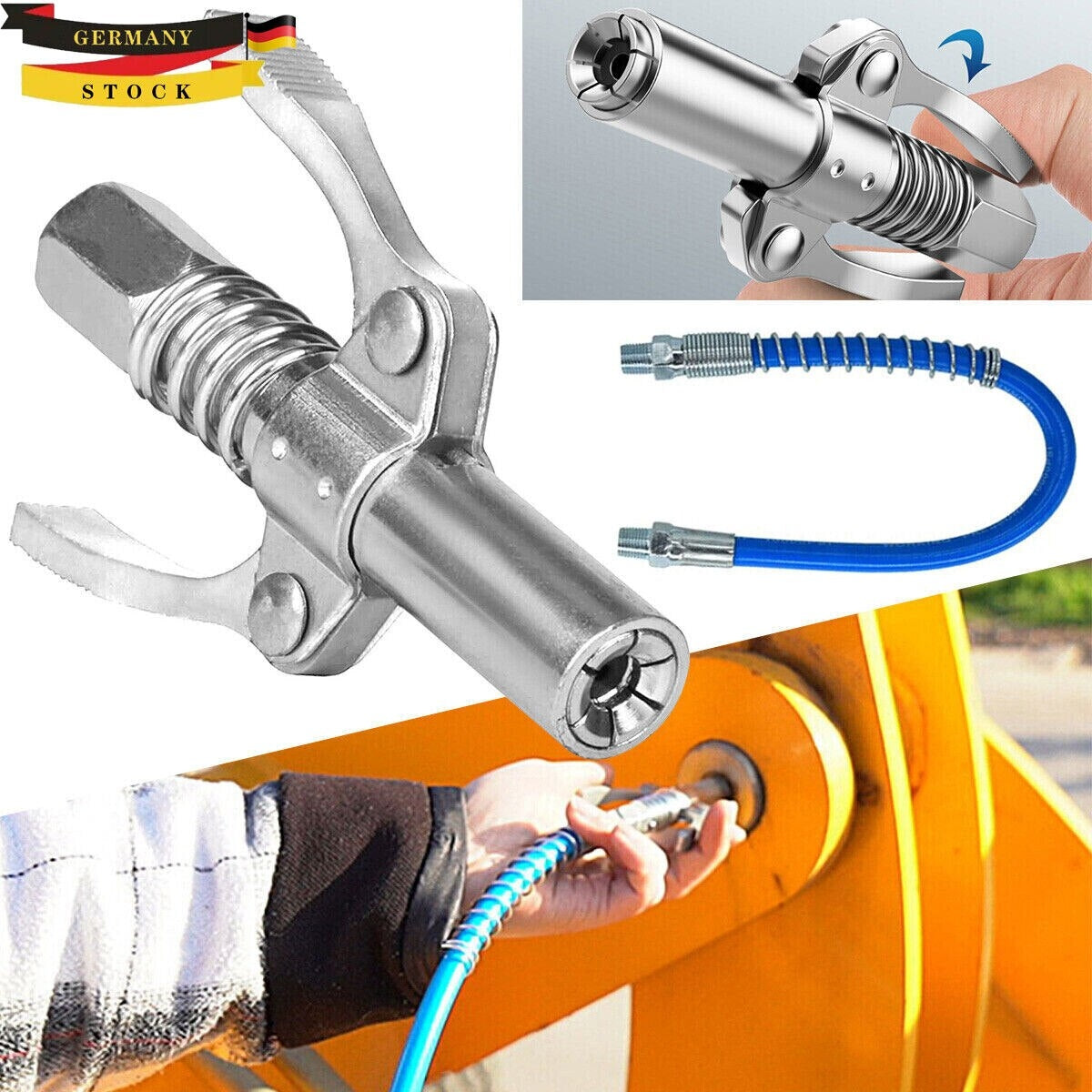 Cap gresor, cupla rapida pentru pompa gresare, set cu furtun, 10000 PSI, 90mm