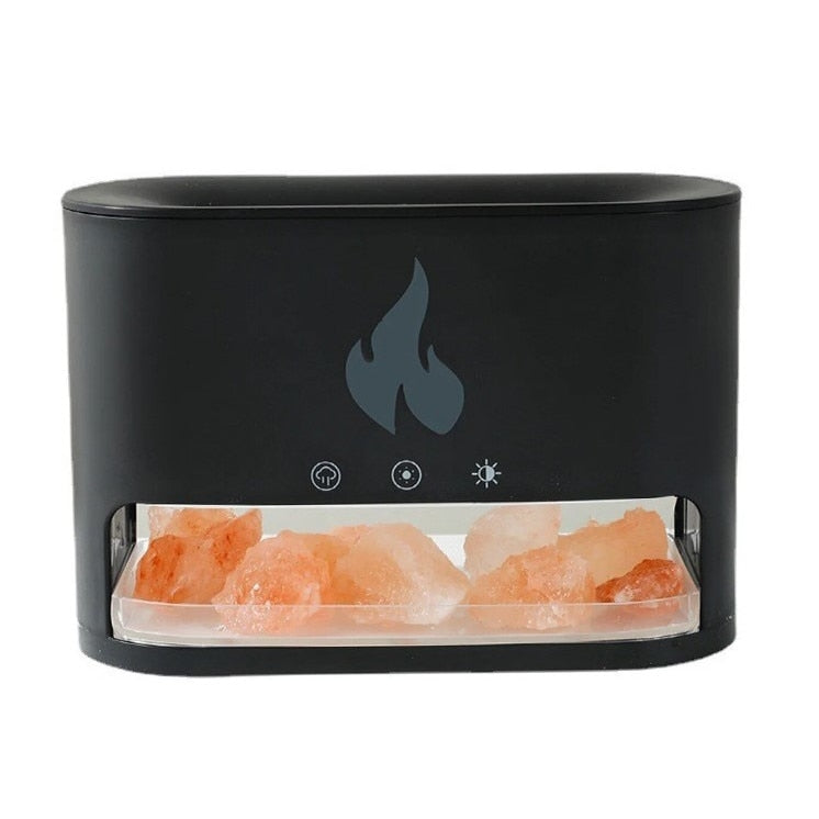 Umidificator, difuzor de aroma cu sare de Himalaya design flacara
