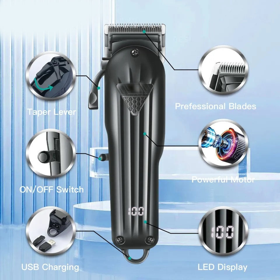 Masina de tuns profesionala cu acumulator, VGR V-282, afisaj LED, 6 gratare 1.5mm - 13mm