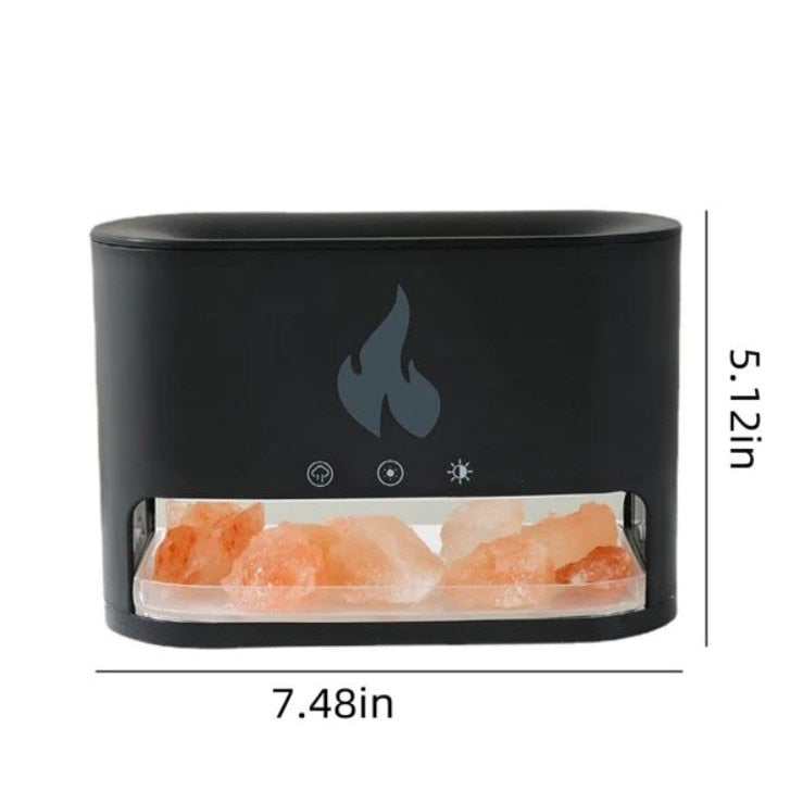 Umidificator, difuzor de aroma cu sare de Himalaya design flacara