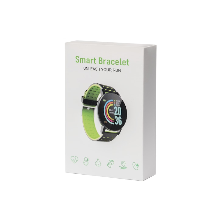 Ceas inteligent, Smartwatch cu Bluetooth, monitorizarea ritmului cardiac + tensiune arteriala + nivel oxigen din sange, activitati fizice, notificari, functii Fitness