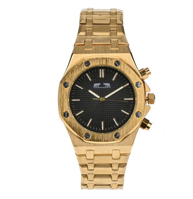 Set Ceas Barbati + Bratara Piele Matteo Ferari, GOLD