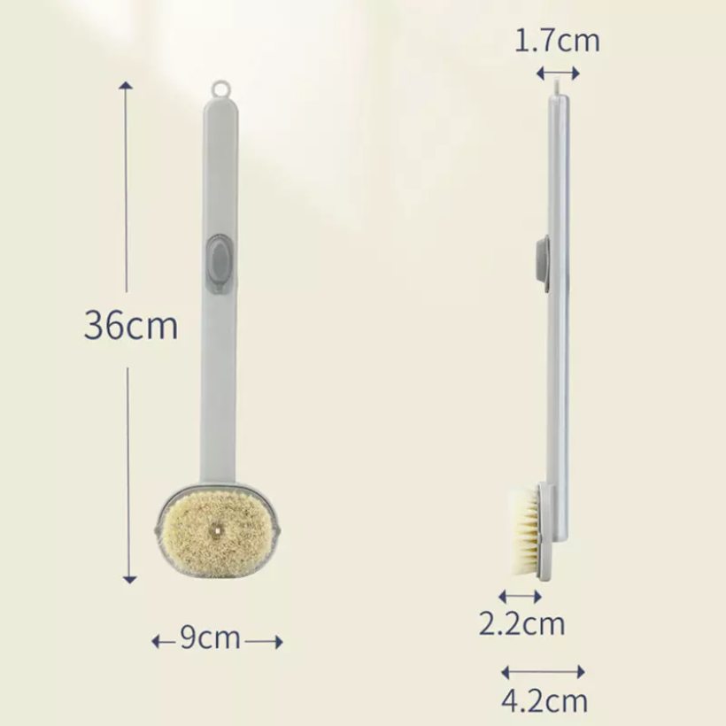 Perie de corp cu recipient pentru sapun, pulverizator sapun, cap detasabil, 36 cm