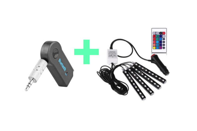 Pachet Promotional Receiver bluetooth audio pentru boxe + Lumini Ambientale auto RGB