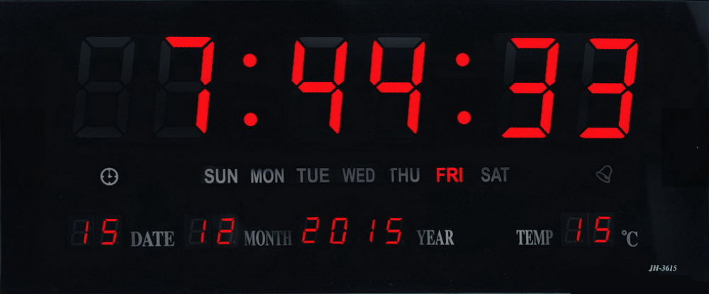Ceas de perete cu afisaj digital, termometru, calendar