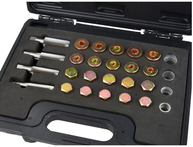 Set pentru reparare dopuri baie de ulei, Geko, 64 piese, cutie plastic