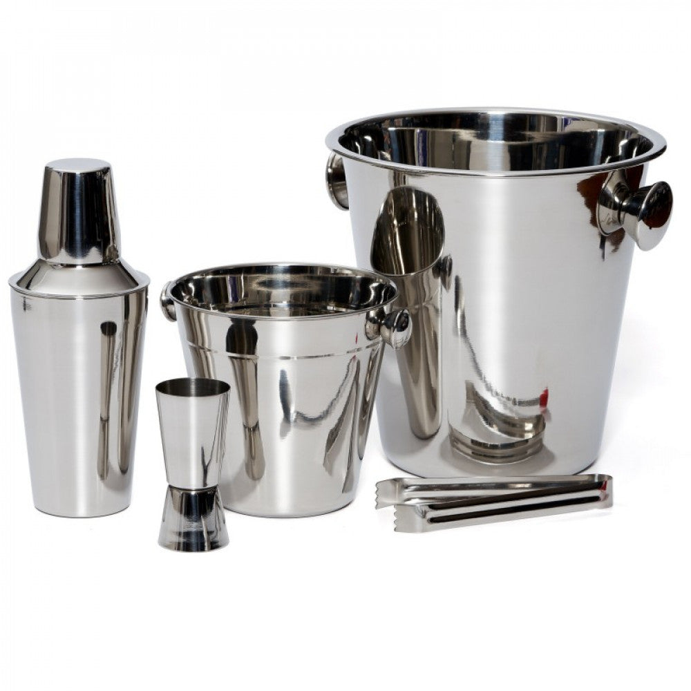 Set 5 piese pentru Cocktail, 2 Frapiere, Shaker, Cleste, Pahar Gradat