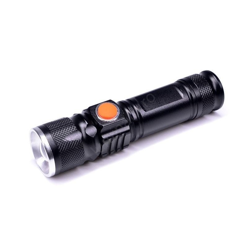 Lanterna cu zoom si acumulator incarcare USB Lichidare Stoc