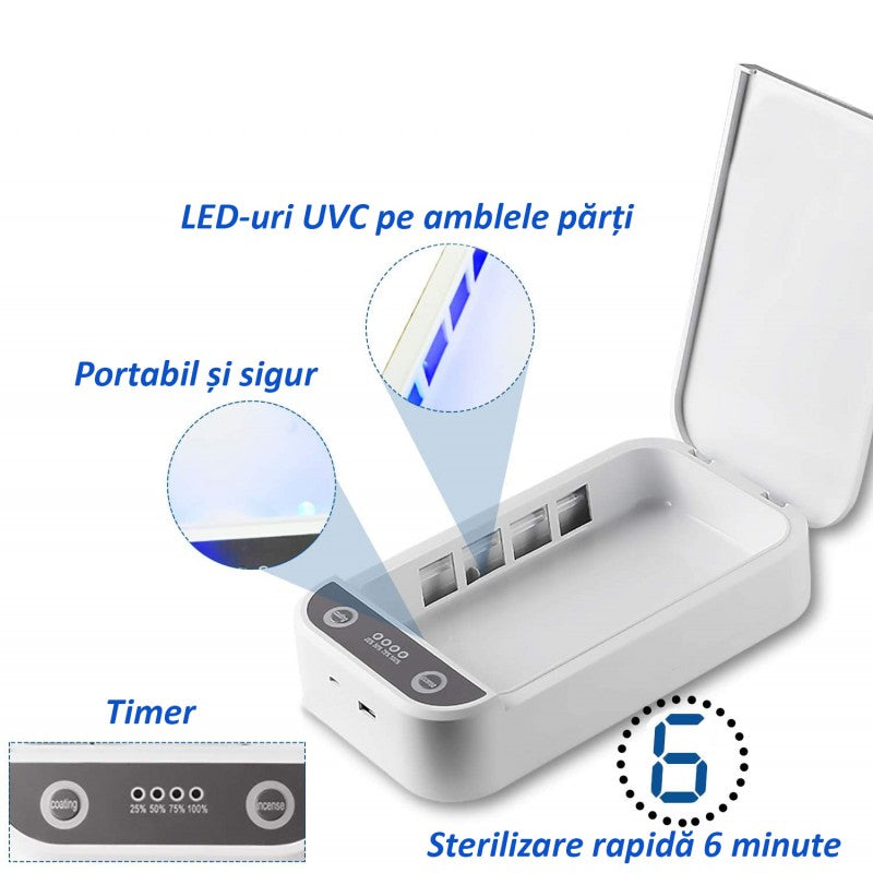 Sterilizator UVC 2 in 1, pentru telefon si obiecte mici , functie de aromaterapie