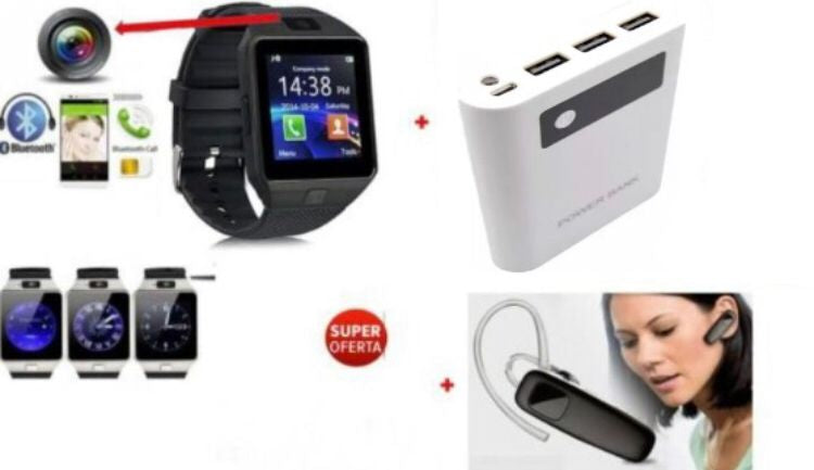 PROMOTIE IMBATABILA! Cu doar 127,90 in loc de 329 ai: Ceas SMARTWATCH TELEFON cu Sim si camera foto + Baterie Externa/Acumulator Smart Power Bank , 3 x USB, Design Piele + CADOU Casca Bluetooth! Ultimele 25 pachete!