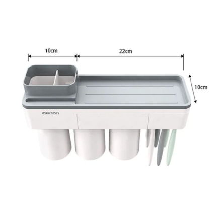 Organizator cu suport 3 pahare magnetice si 6 periute de dinti