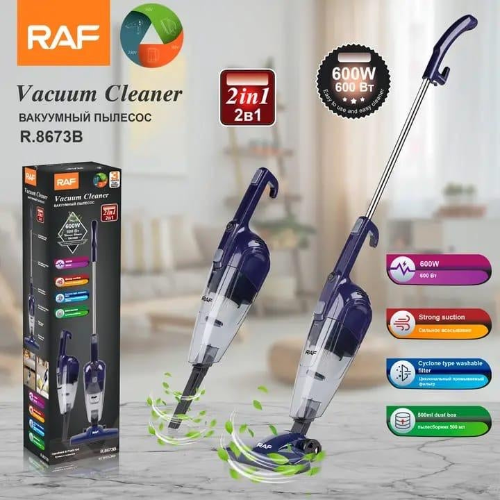 Aspirator RAF-8673B vertical 2 in 1 cu filtru HEPA 600W cu accesorii