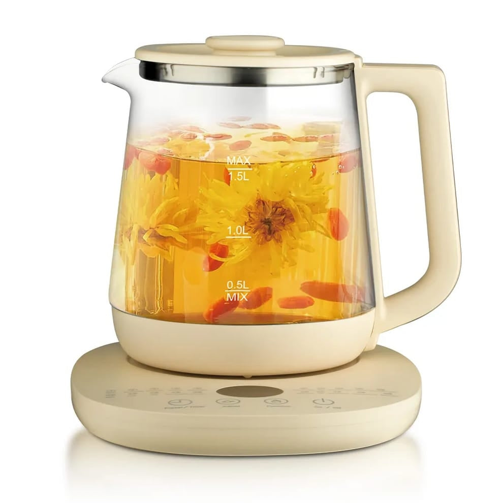 Ceainic Electric RAF 7937 din Sticla de Borosilicat, Capacitate 1.5L, Fara Fir, cu Control al Temperaturii