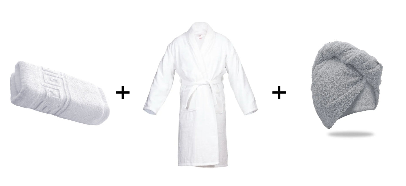 Kit complet spa, Halat de baie, Prosop 50x90cm, Prosop tip turban, 100% bumbac