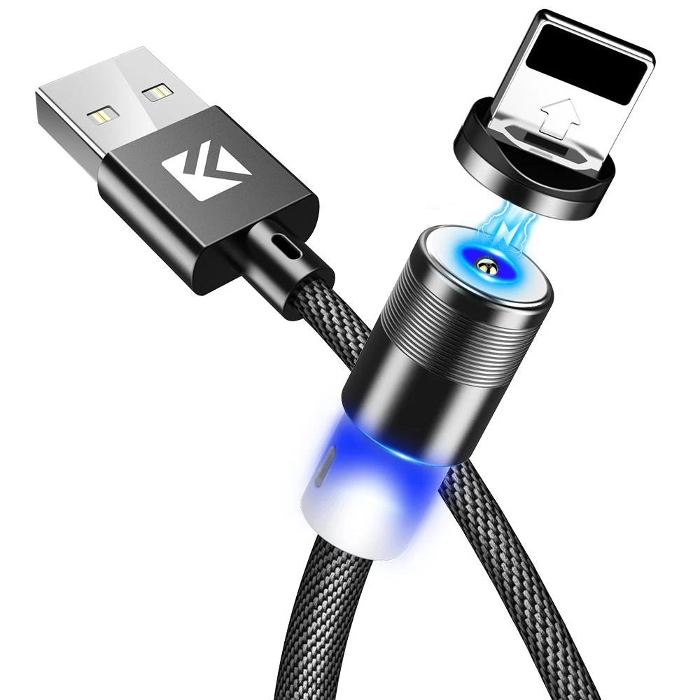 Cablu incarcator magnetic LED 3in1 cu incarcare rapida
