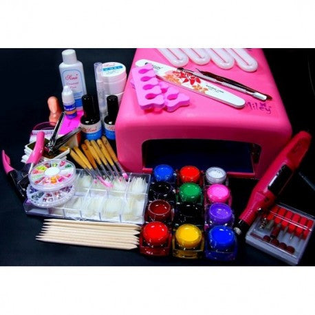 Set manichiura constructii unghii cu gel Lampa UV, freza, tipsuri