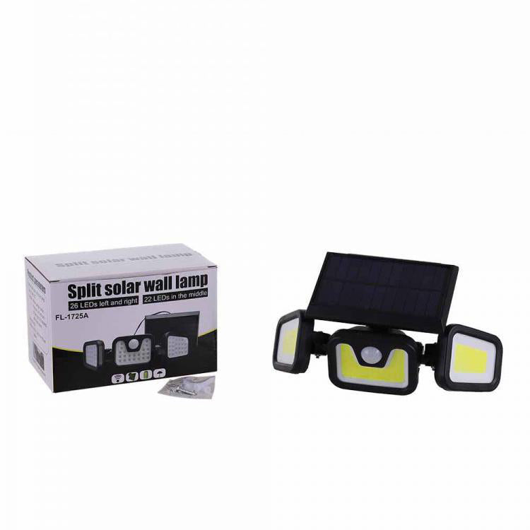 Lampa tripla split, cu panou solar si senzor de de miscare