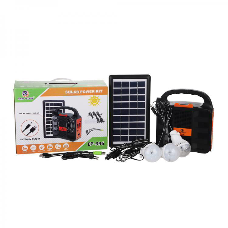 Nou! Kit de incarcare solara, USB, 3 becuri incluse, Radio FM