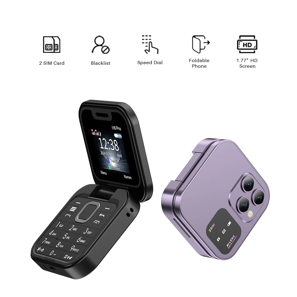 Telefon pliabil i16 Pro - compact, funcțional și elegant