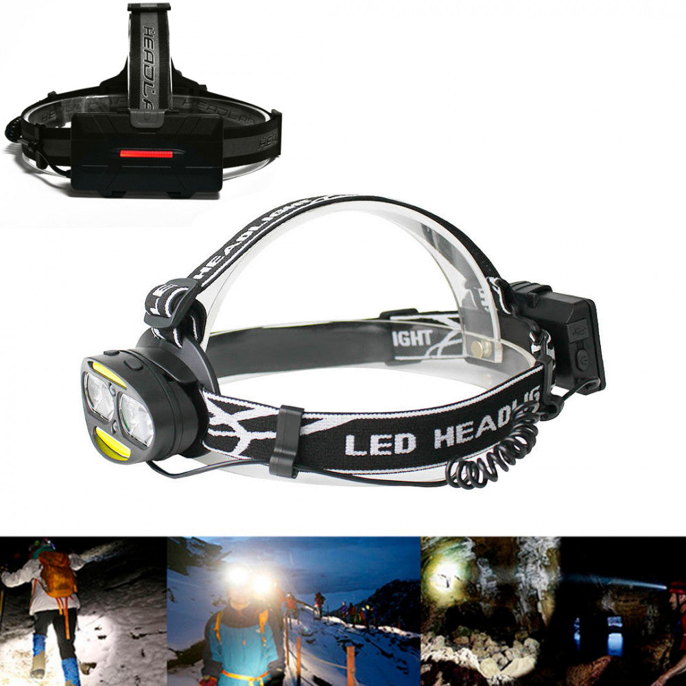 Lanterna Frontala 6 surse iluminare Cree T6 + COB cu acumulatori