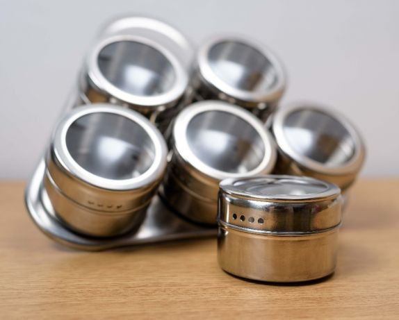 Set Condimente 7 Piese Inox Magnetic Dreptunghi