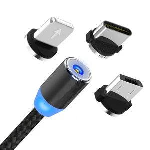 Cablu incarcator magnetic LED 3in1 cu incarcare rapida