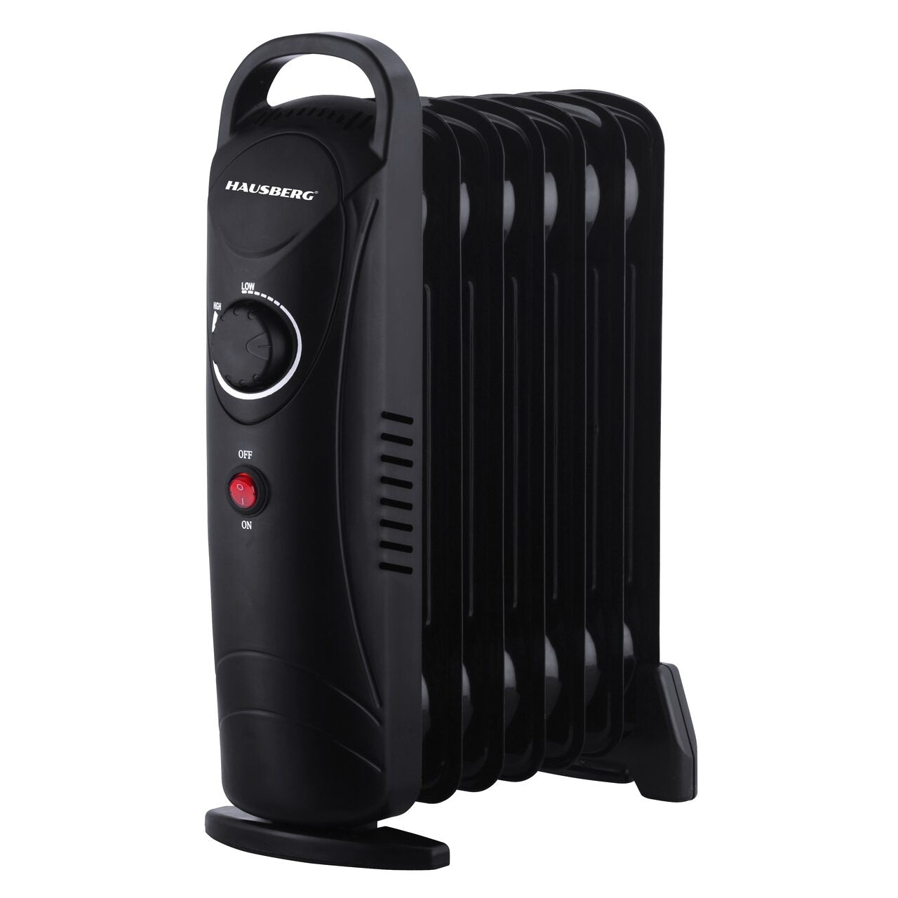 Calorifer electric cu ulei HAUSBERG HB-8940, o singura treapta de incalzire, 800-1000 W, 7 elementi 110 mm x 330 mm, termostat reglabil, maner si rotite pentru o deplasare facila, indicator luminos functionare