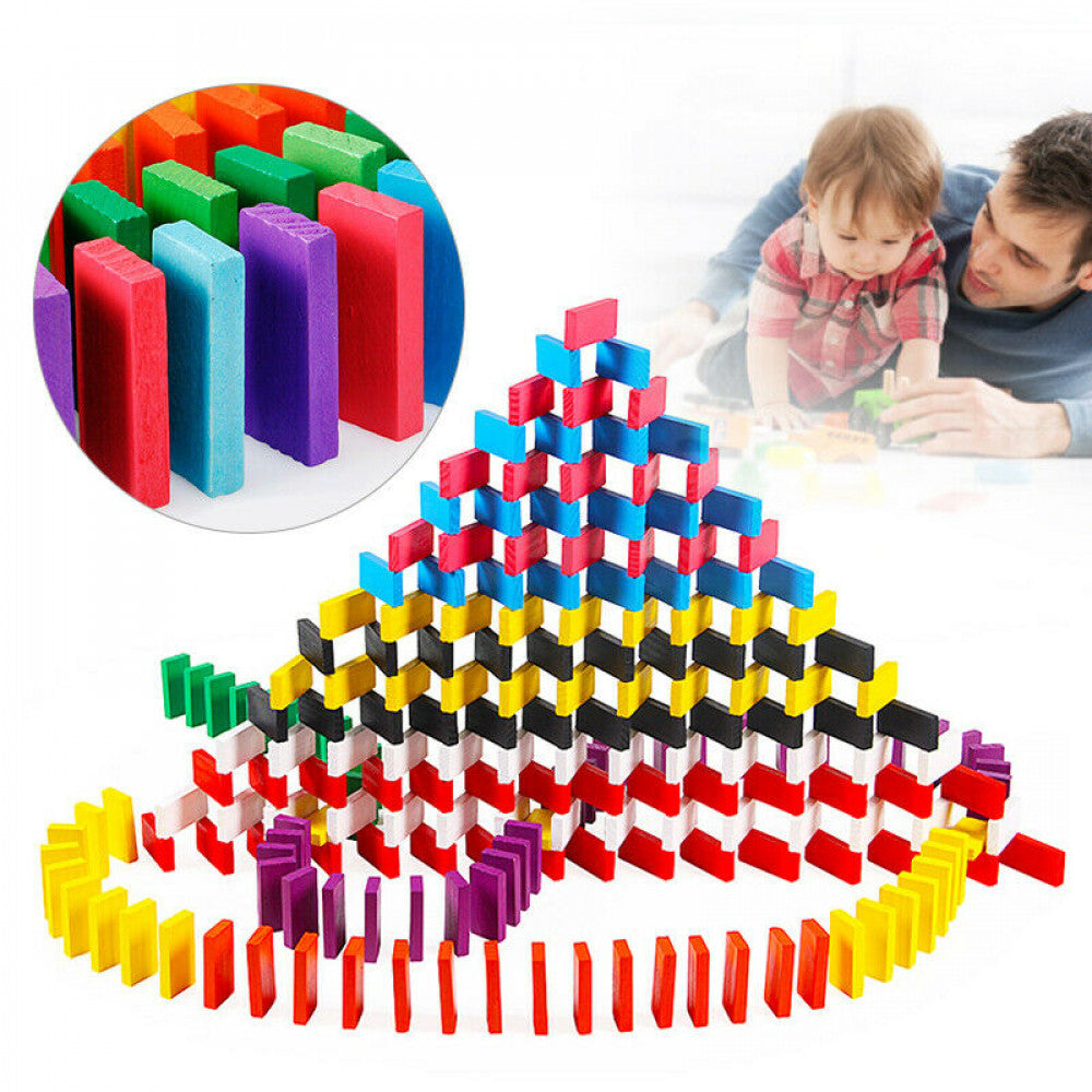 Joc de constructi din lemn colorat